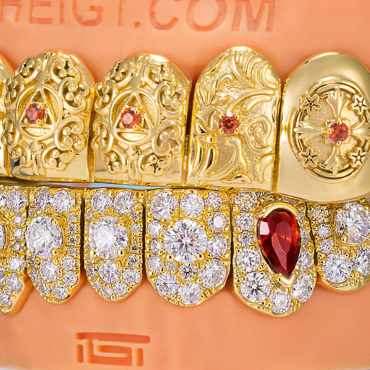 Top Stained Glass Style & Bottom Diamond Grillz