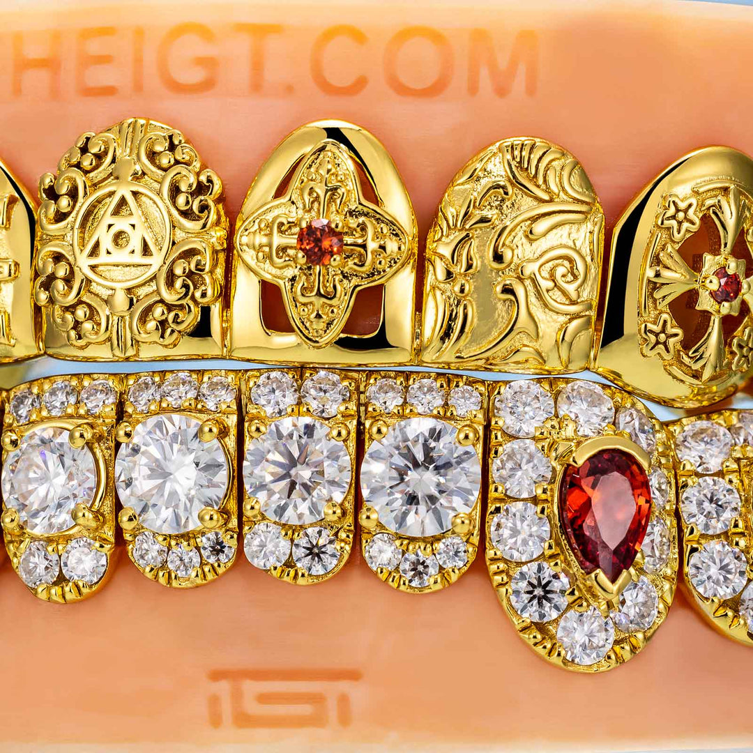 Top Stained Glass Style & Bottom Diamond Grillz