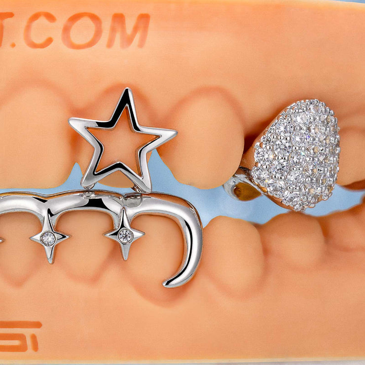Top Star & Bottom Sparkle Bar Grillz