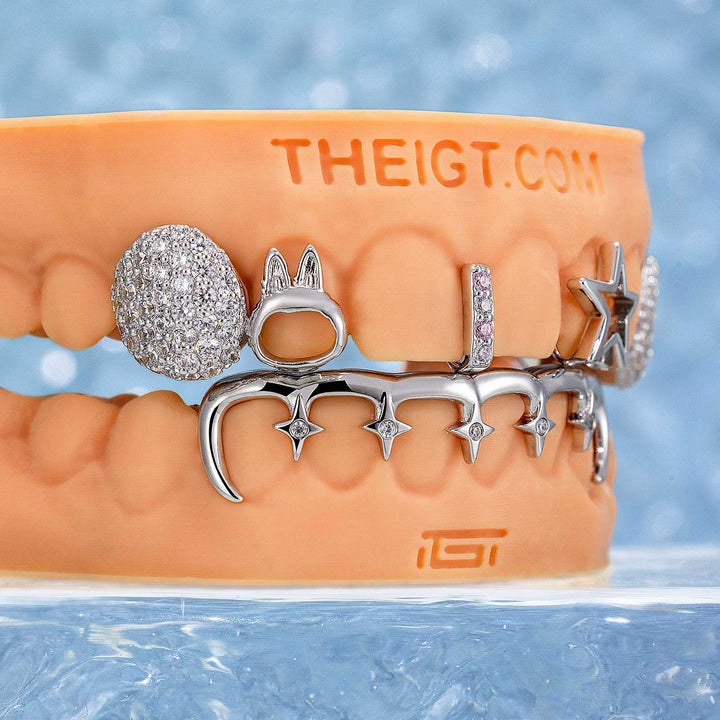 Top Star & Bottom Sparkle Bar Grillz