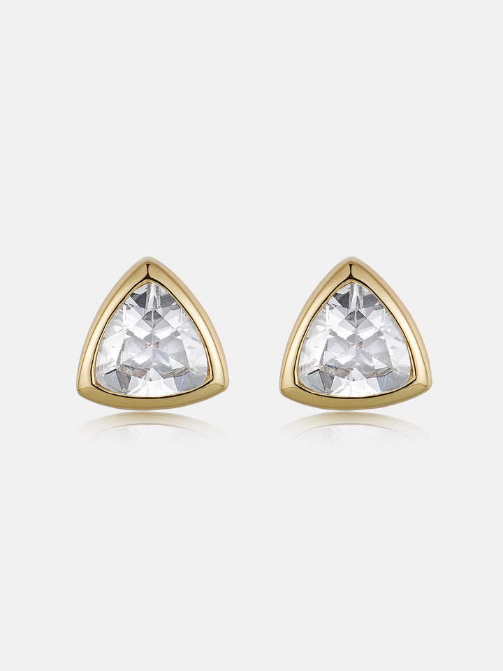 Triangle-Bezel Moissanite Stud Earrings