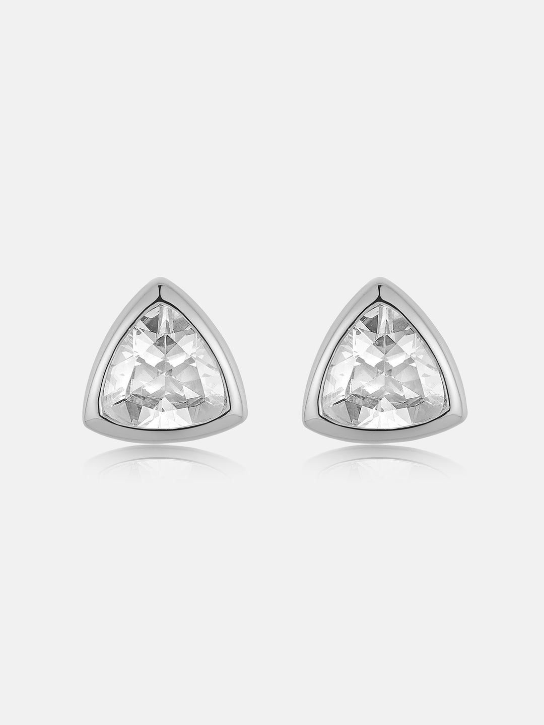 Triangle-Bezel Moissanite Stud Earrings