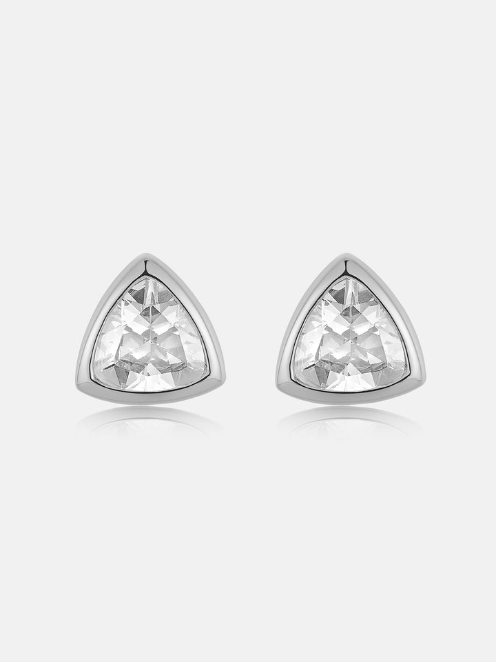 Triangle-Bezel Moissanite Stud Earrings