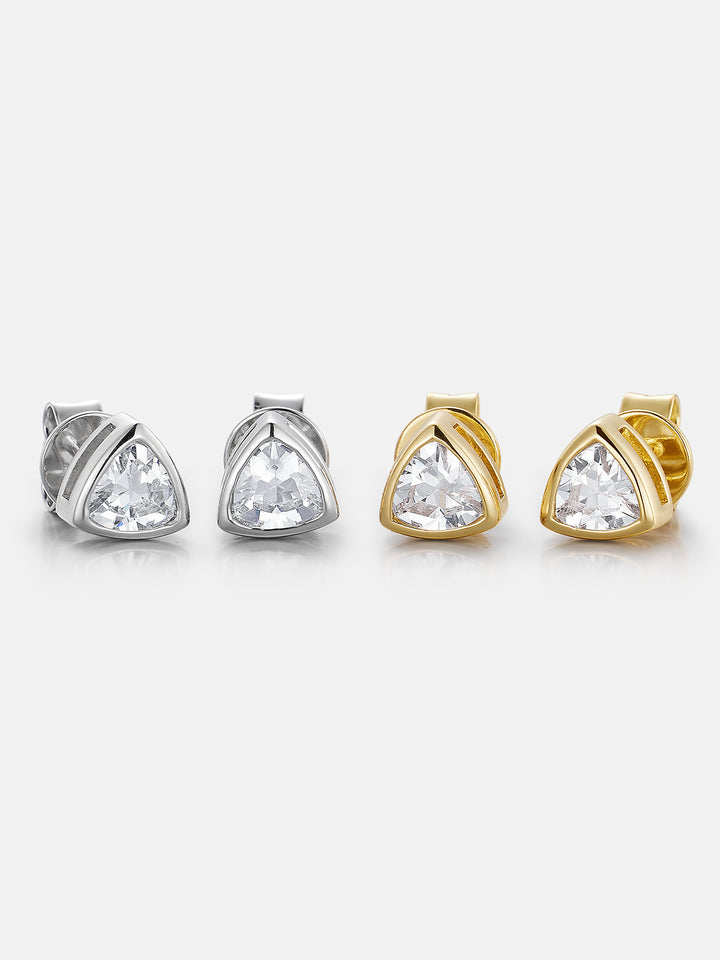 Triangle-Bezel Moissanite Stud Earrings