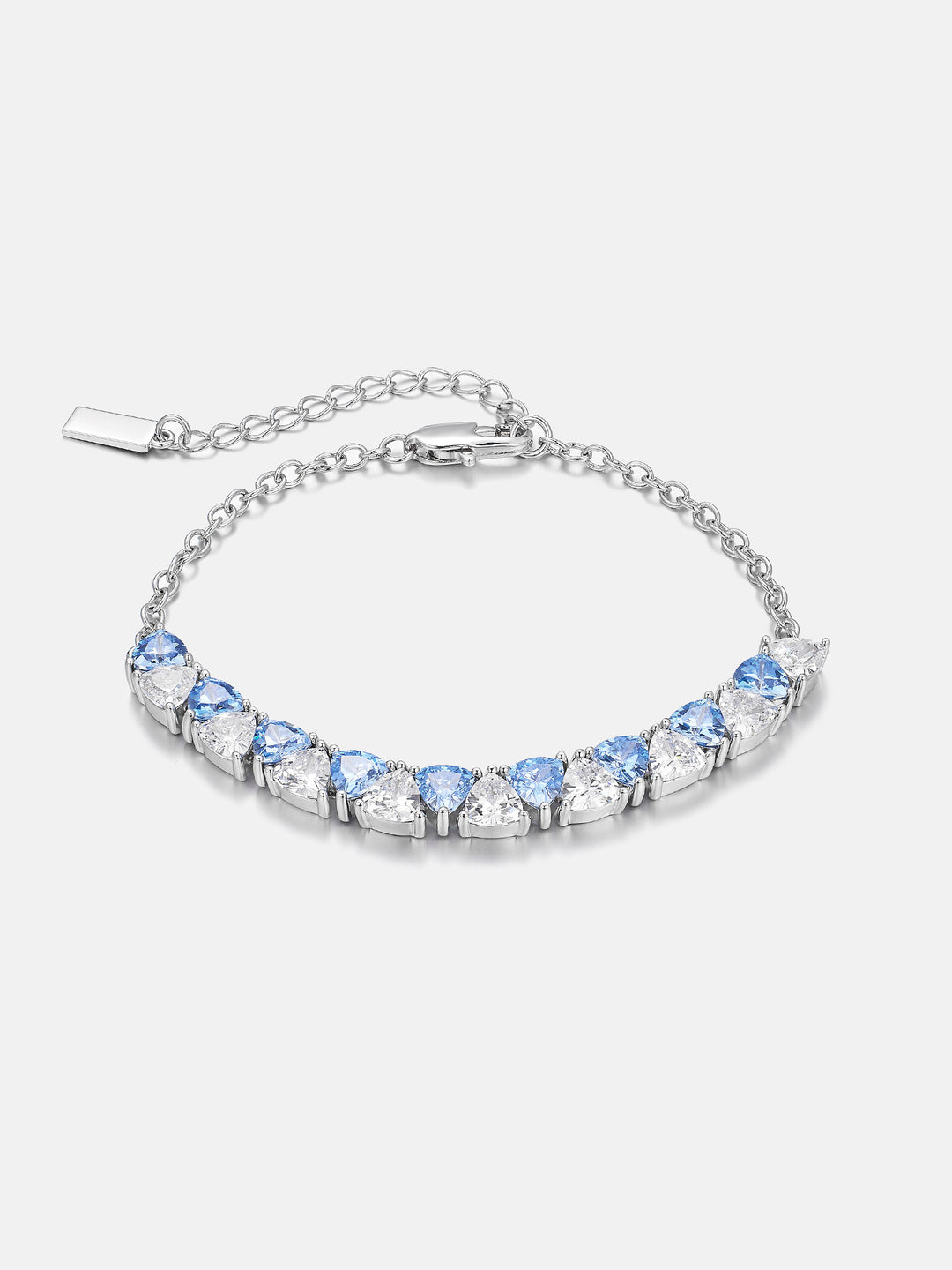 Trillion Cut Moissanite & Blue Gem Adjustable Bracelet