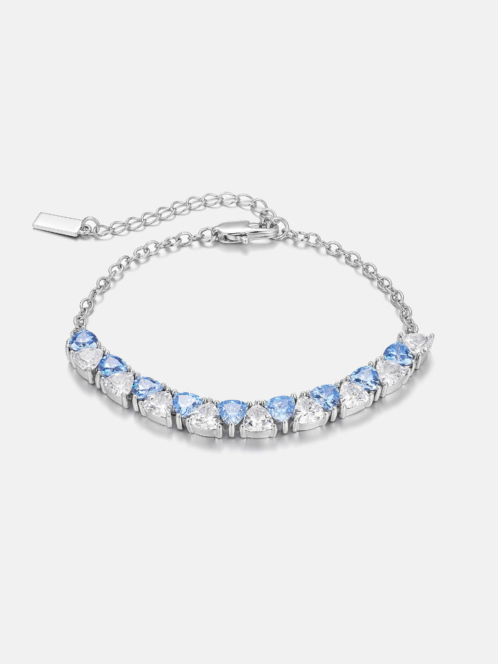 Trillion Cut Moissanite & Blue Gem Adjustable Bracelet