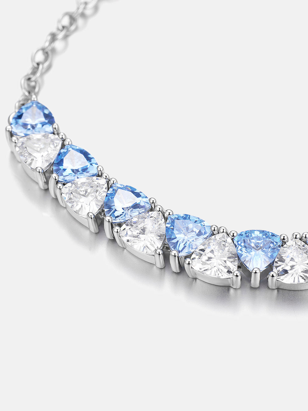 Trillion Cut Moissanite & Blue Gem Adjustable Bracelet