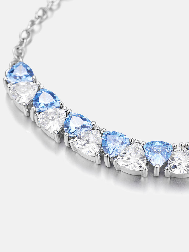 Trillion Cut Moissanite & Blue Gem Adjustable Bracelet