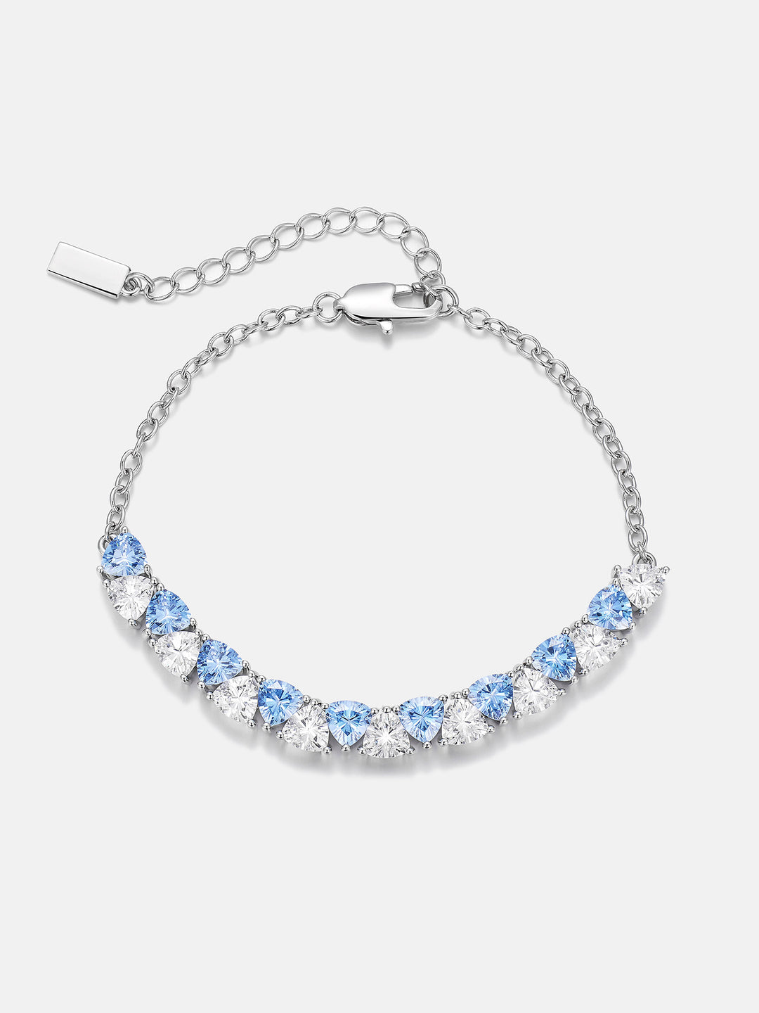 Trillion Cut Moissanite & Blue Gem Adjustable Bracelet