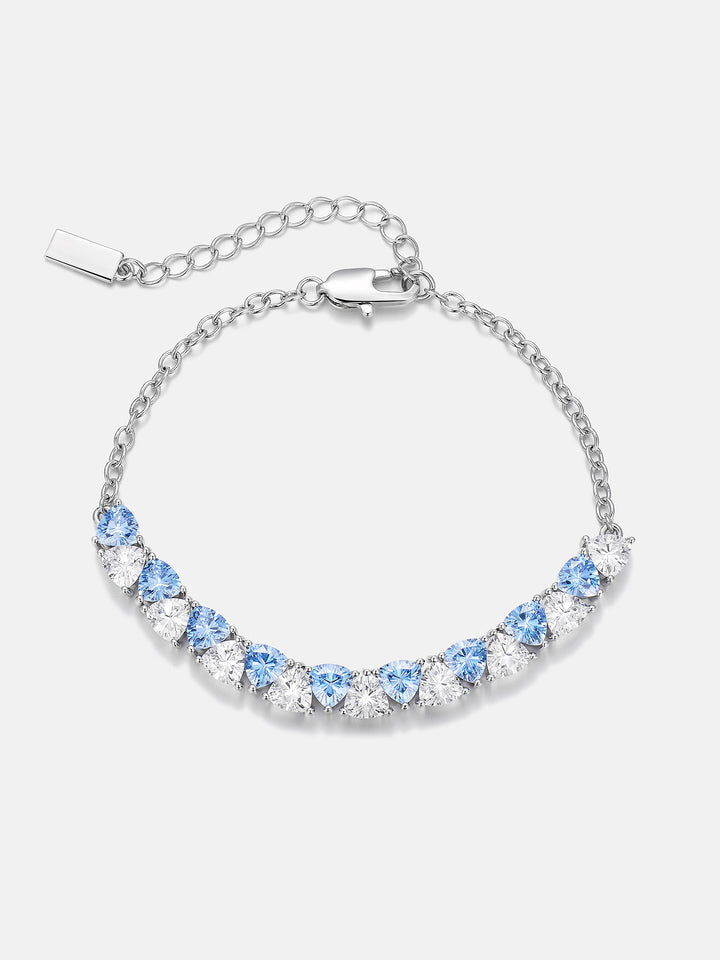 Trillion Cut Moissanite & Blue Gem Adjustable Bracelet