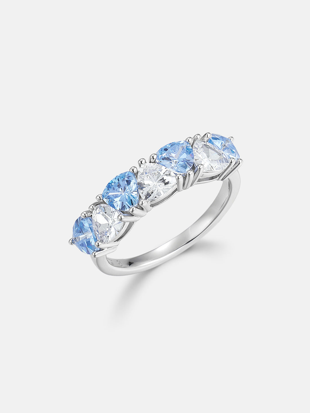 Trillion Moissanite & Blue Gem Geometric Eternity Band