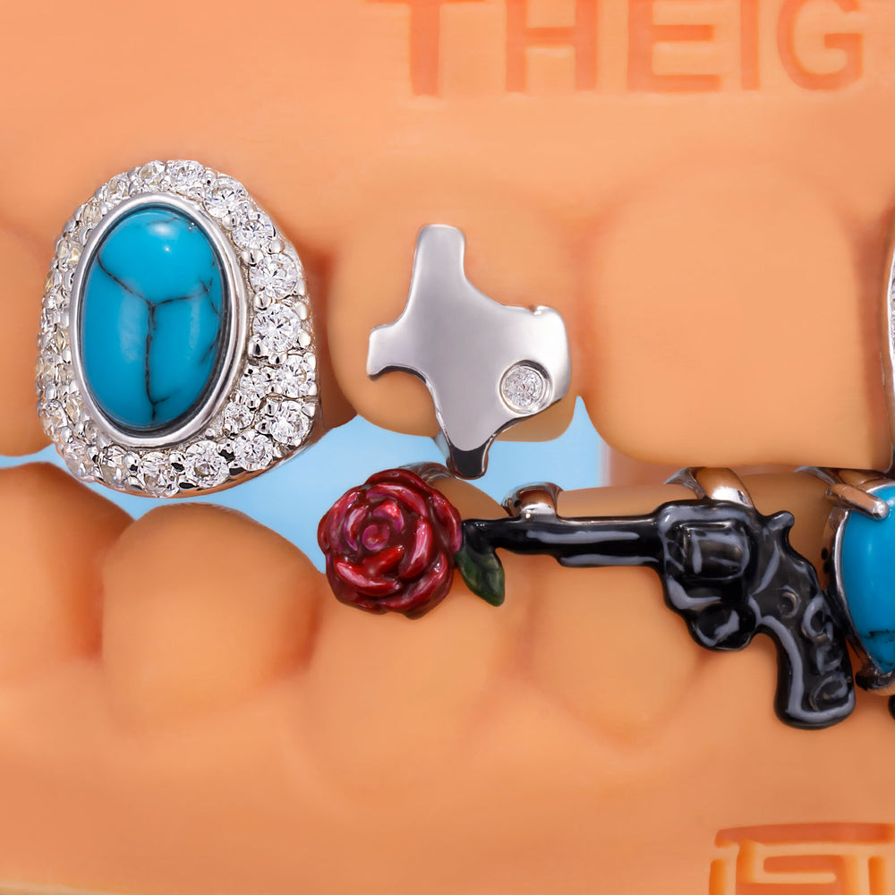 Turquoise Gun & Rose Grillz (Cowboy Carter Style)