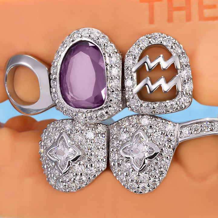 Turquoise & Ruby Open Face Grillz