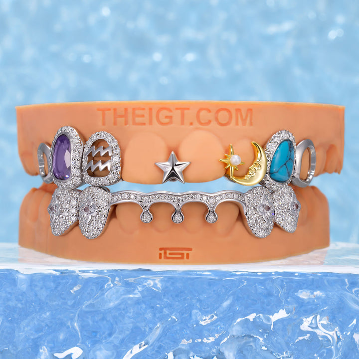 Turquoise & Ruby Open Face Grillz