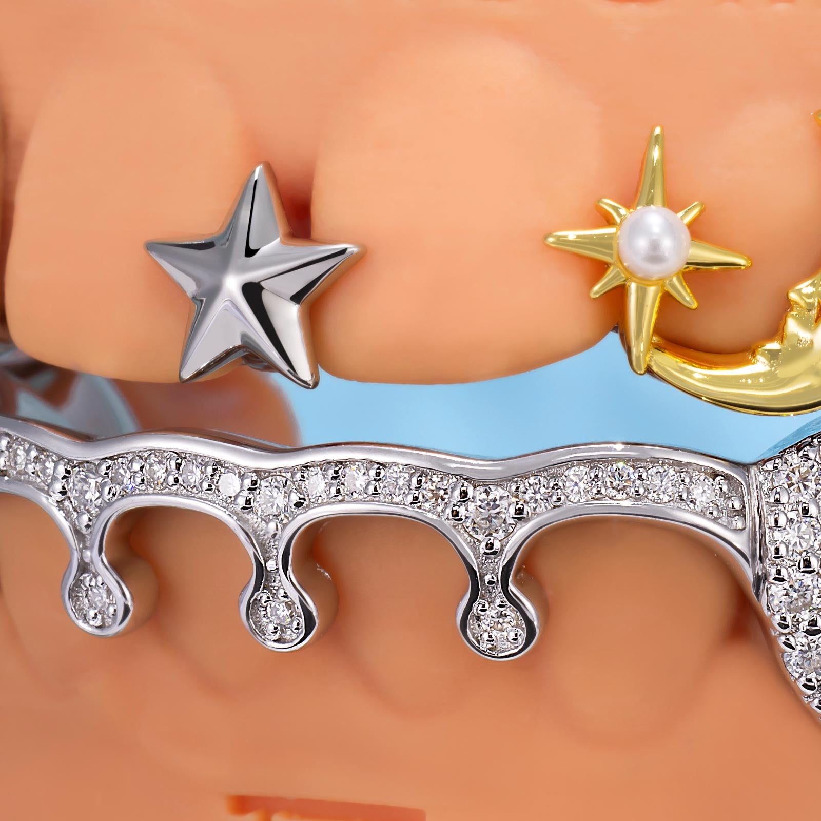 Open Face Grillz with Turquoise Gems - Custom Charms - iCEGIANT