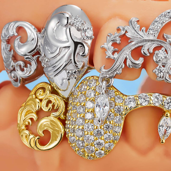 Two-Tone Moving Marquise Diamond Grillz