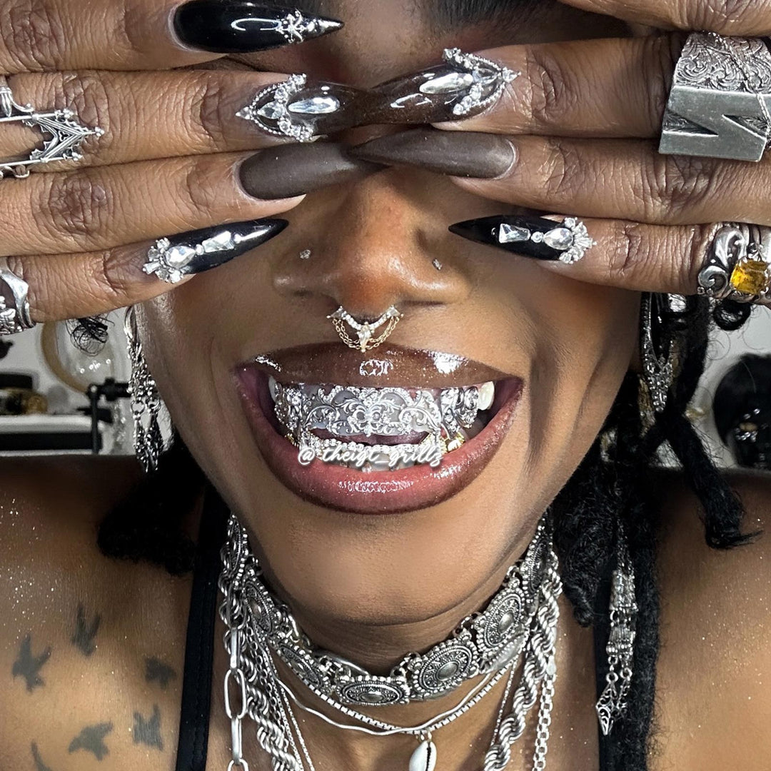 Two-Tone Moving Marquise Diamond Grillz