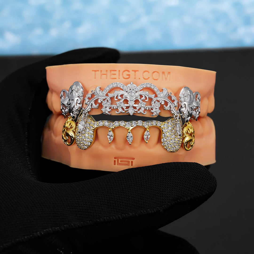 Two-Tone Moving Marquise Diamond Grillz