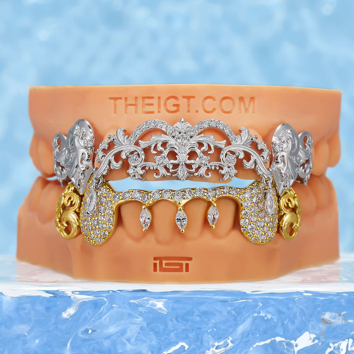 Two-Tone Moving Marquise Diamond Grillz