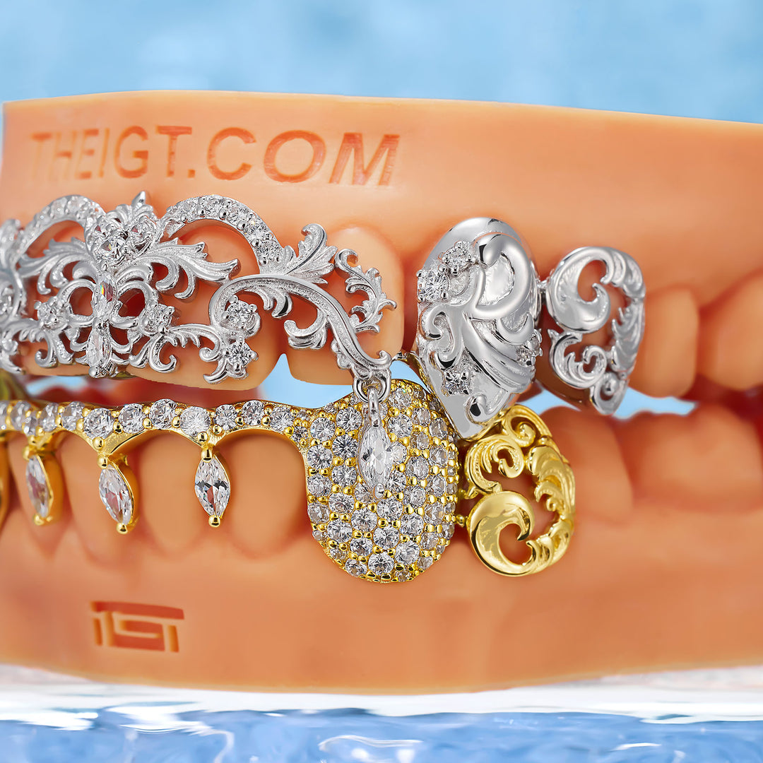 Two-Tone Moving Marquise Diamond Grillz