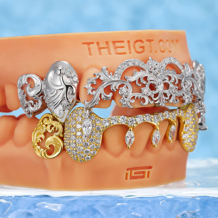 Two-Tone Moving Marquise Diamond Grillz