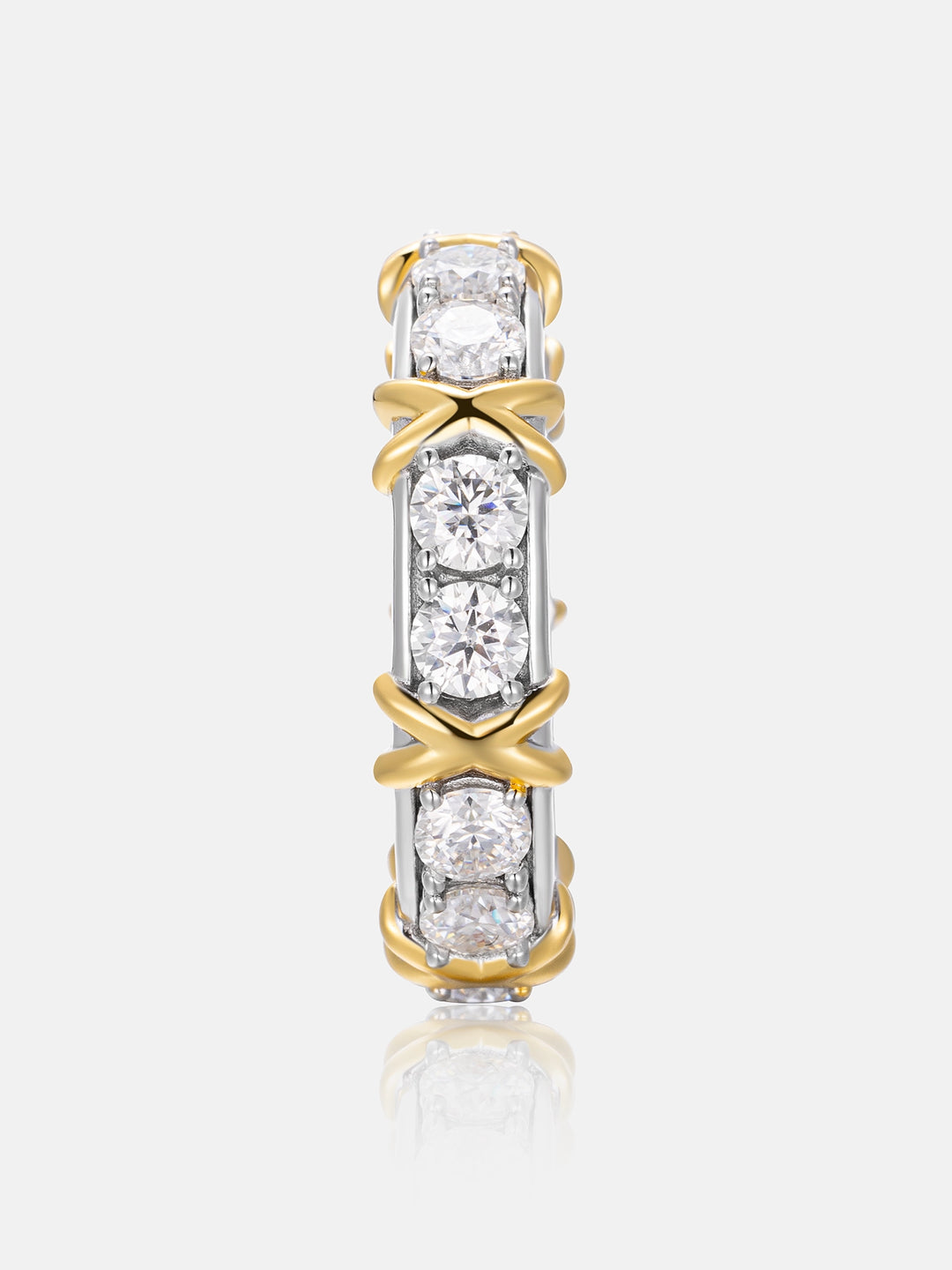 Two Tone Crossover Moissanite Ring