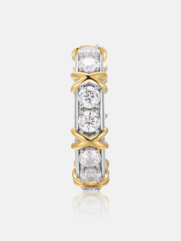 Two Tone Crossover Moissanite Ring