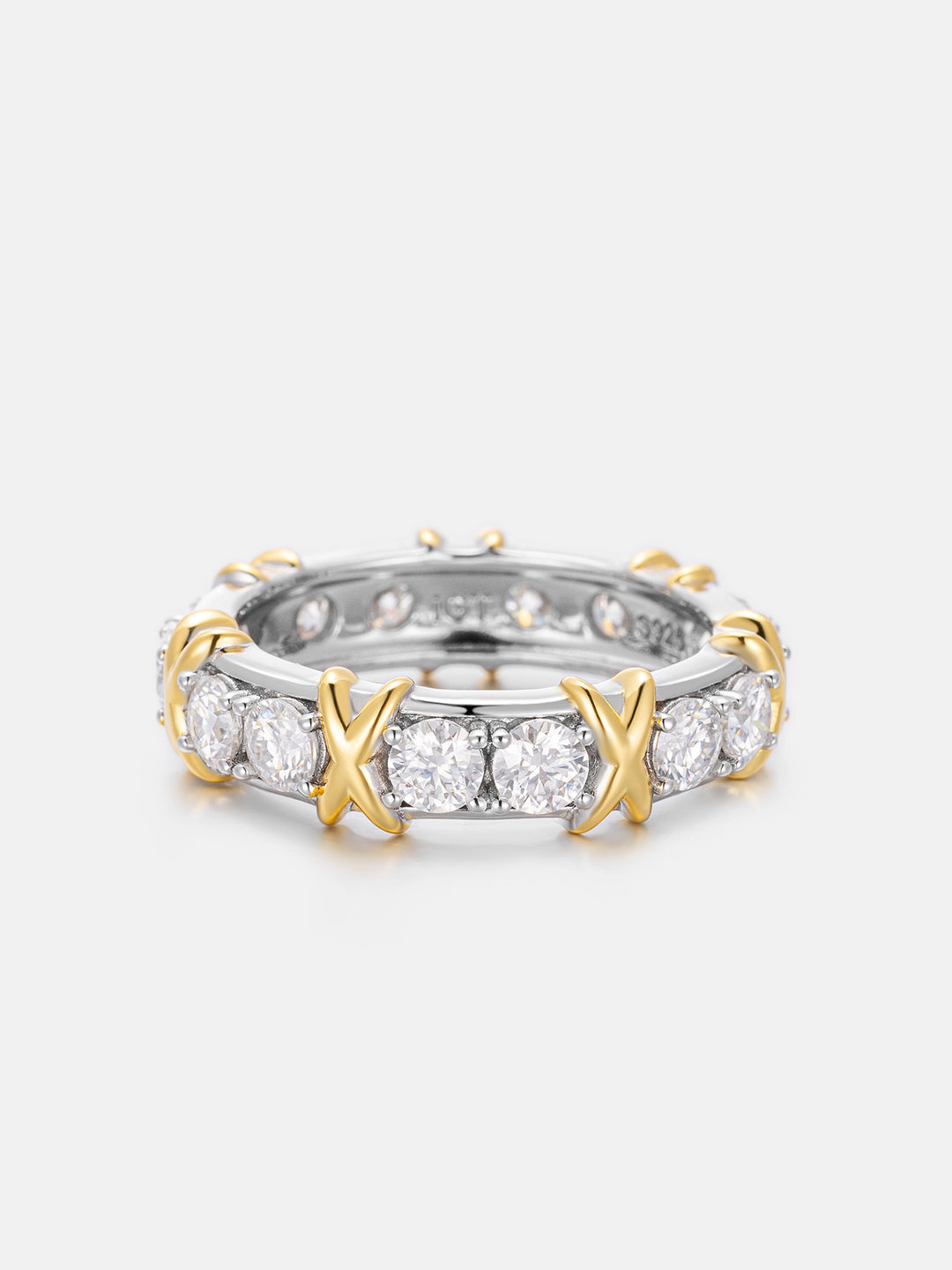 Two Tone Crossover Moissanite Ring