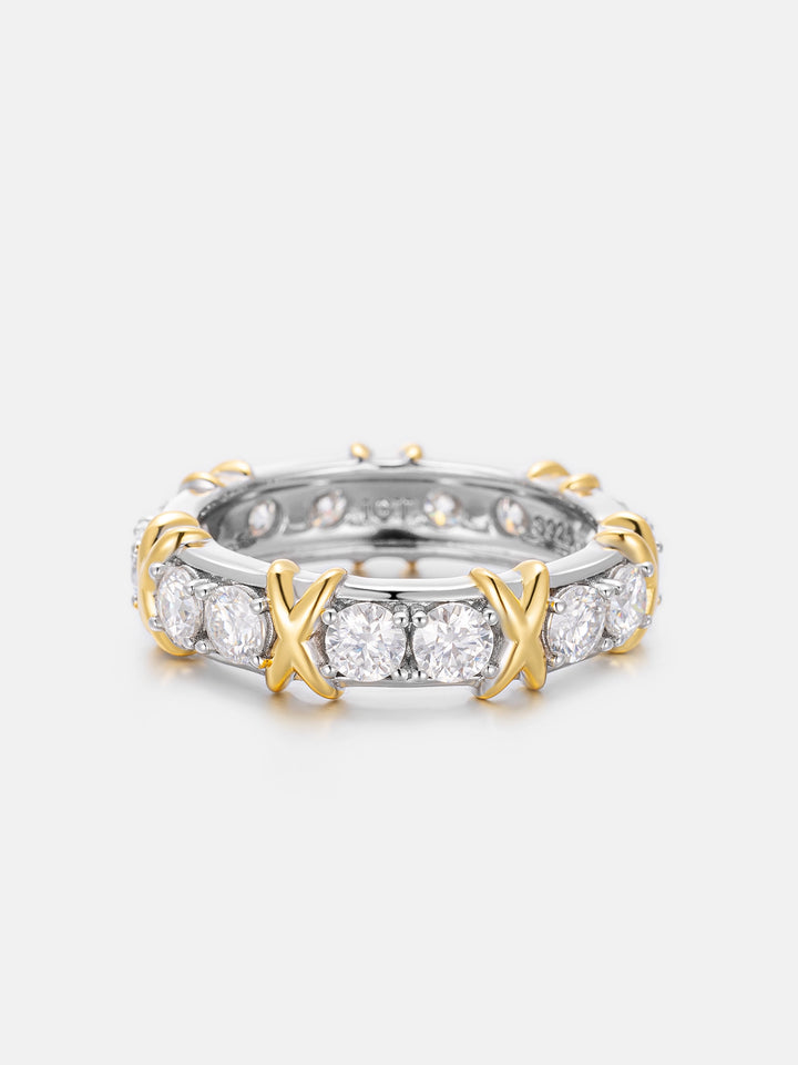 Two Tone Crossover Moissanite Ring