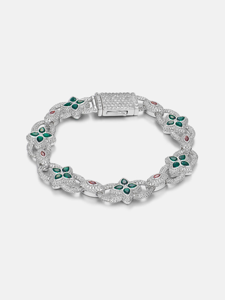 Two Tone Mixed-Cut Gem & Moissanite Clover Link Bracelet