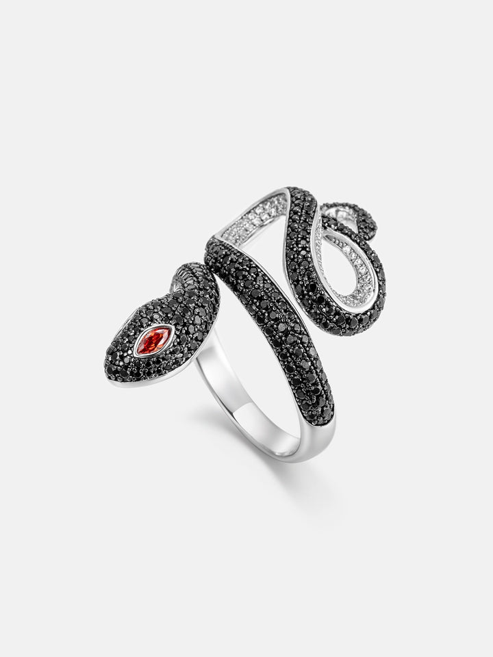 Made To Order Two Tone S925 Black Moissanite Snake Ring