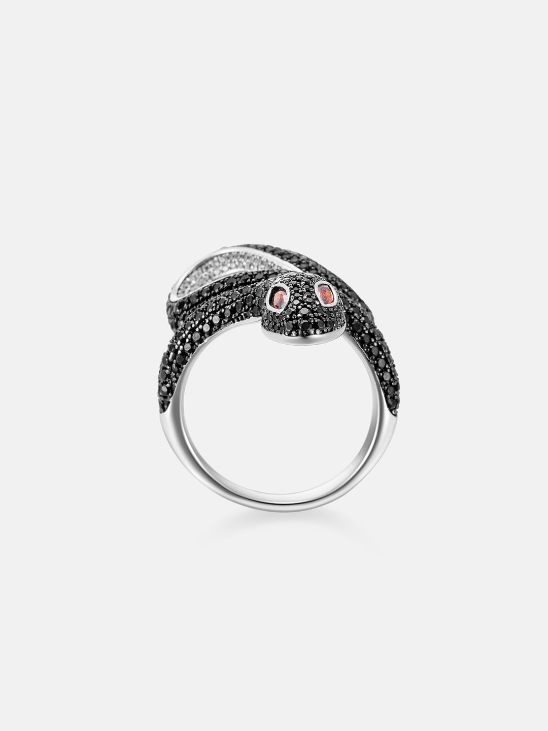 Made To Order Two Tone S925 Black Moissanite Snake Ring