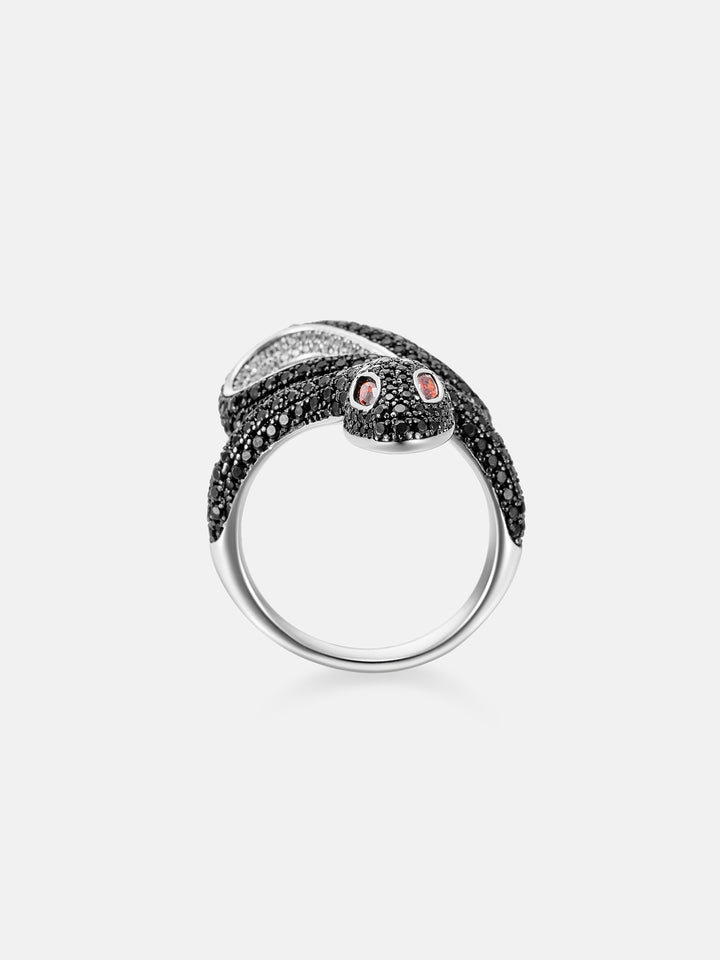 Made To Order Two Tone S925 Black Moissanite Snake Ring