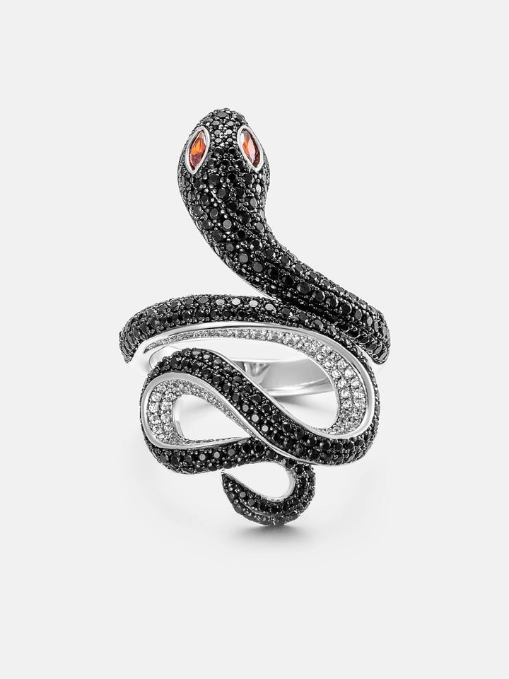 Made To Order Two Tone S925 Black Moissanite Snake Ring