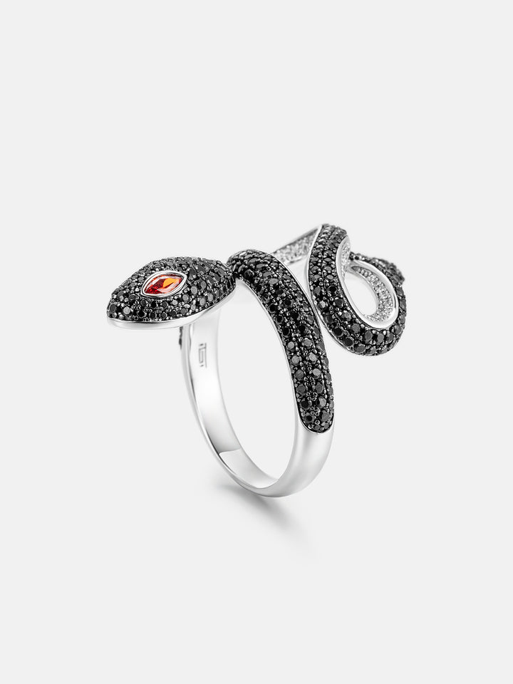 Made To Order Two Tone S925 Black Moissanite Snake Ring