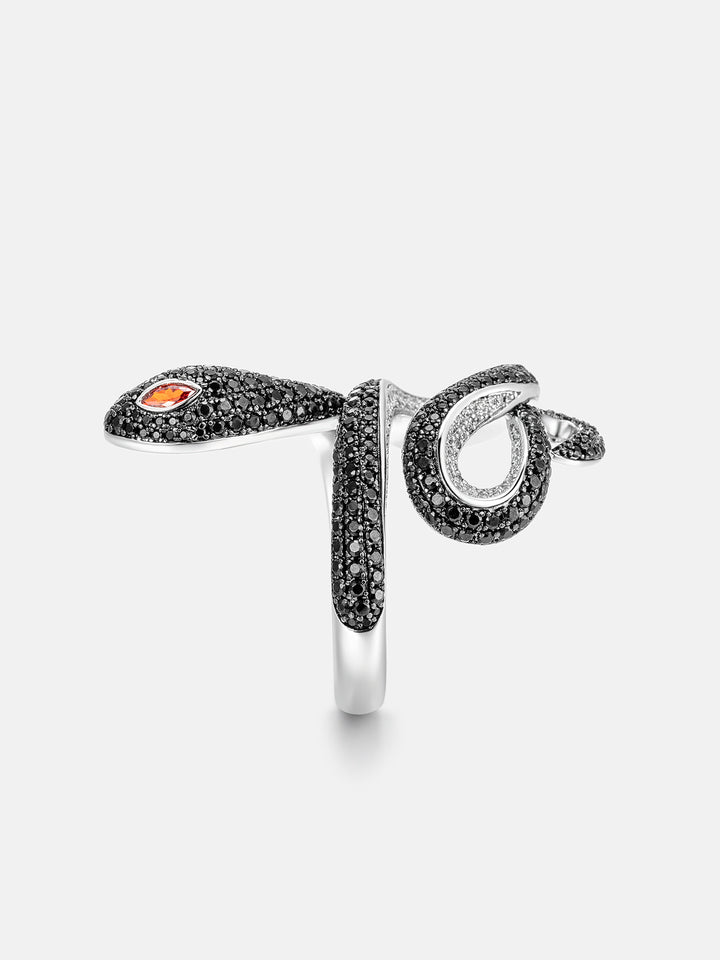 Made To Order Two Tone S925 Black Moissanite Snake Ring