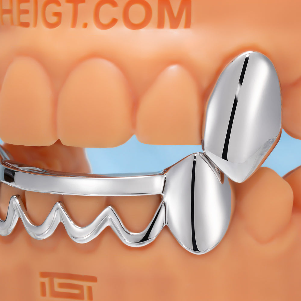 Vampire Fangs Bottom Wave Bar Grillz - ICEGIANT