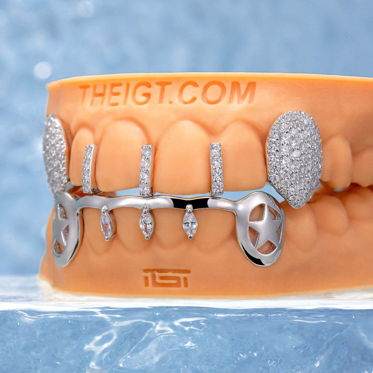 Vampire Fangs W Marquise Cut Bar Grilz