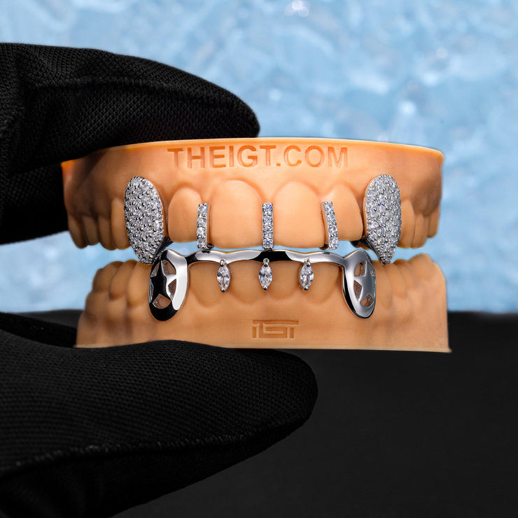 Vampire Fangs W Marquise Cut Bar Grilz