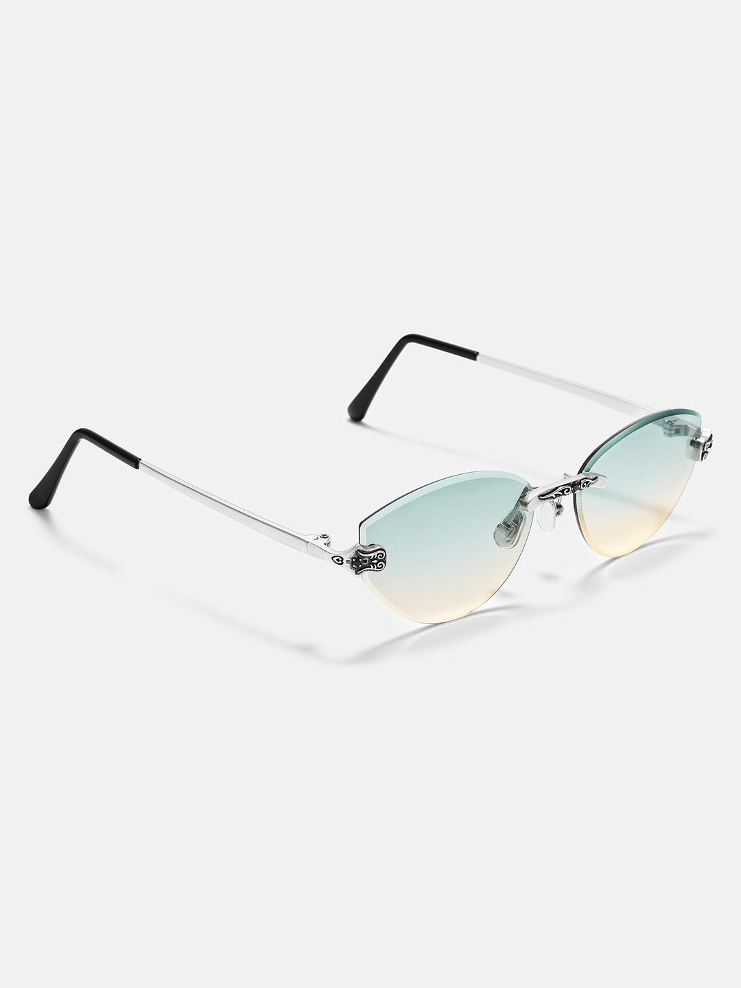Vintage Engraved Scroll Rimless Sunglasses