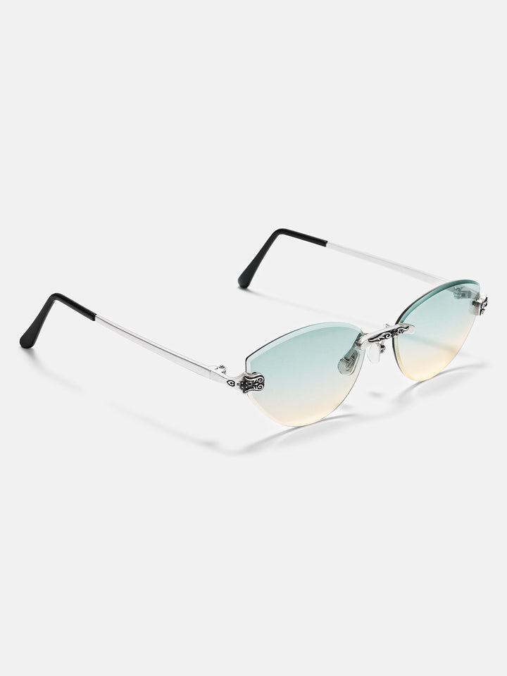 Vintage Engraved Scroll Rimless Sunglasses