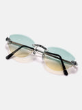 Vintage Engraved Scroll Rimless Sunglasses