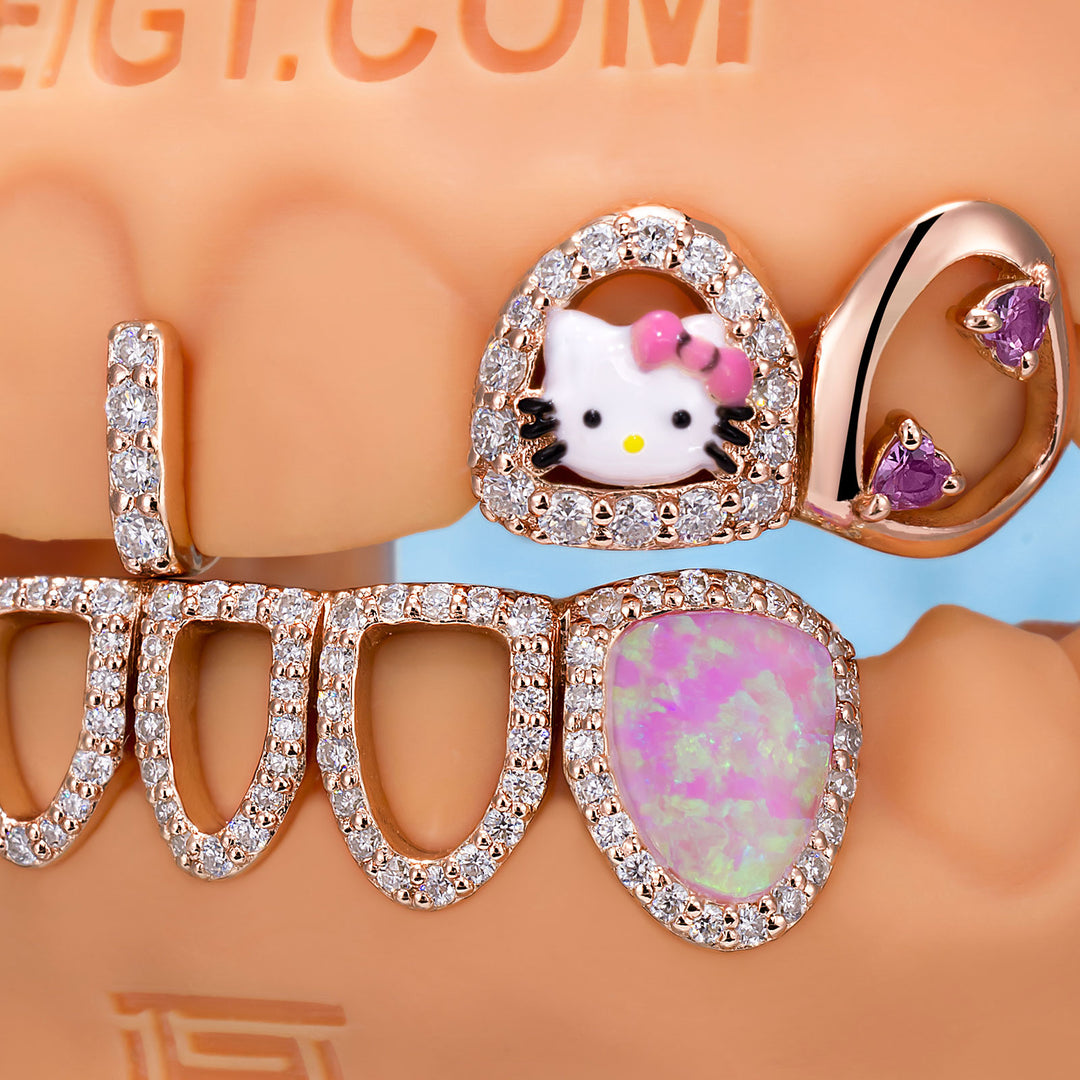Moissanite & Opal Virgo Kitty Dream Grillz