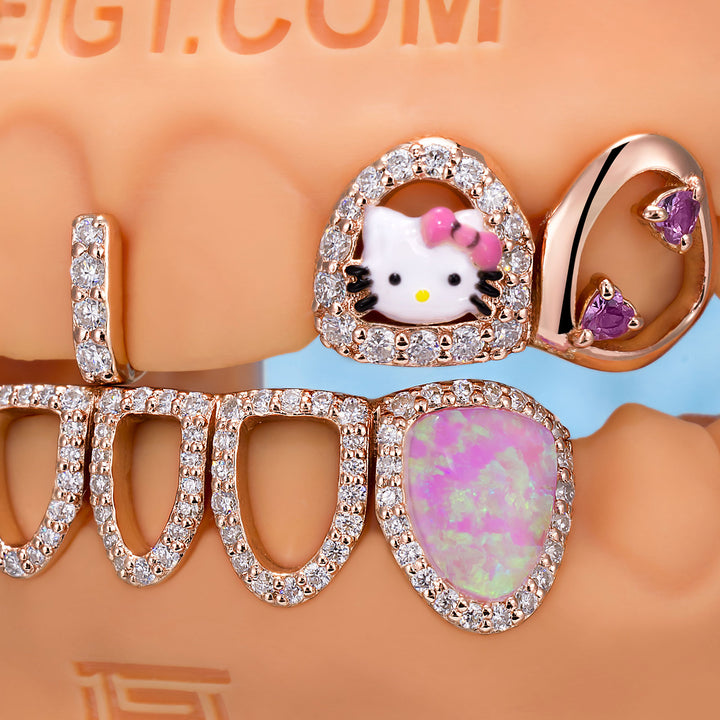 Moissanite & Opal Virgo Kitty Dream Grillz