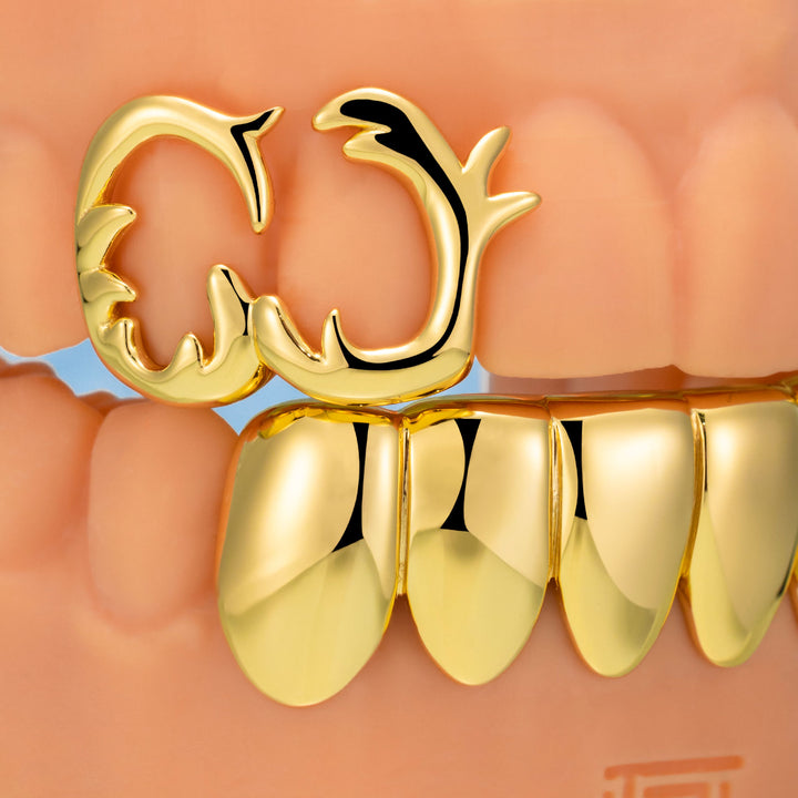 Yellow Gold Plated Wave Opal Style Grillz 