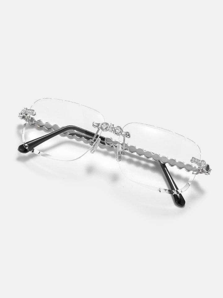 White Moissanite & Black Enamel Bezel Sunglasses