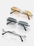 White Moissanite & Black Enamel Bezel Sunglasses