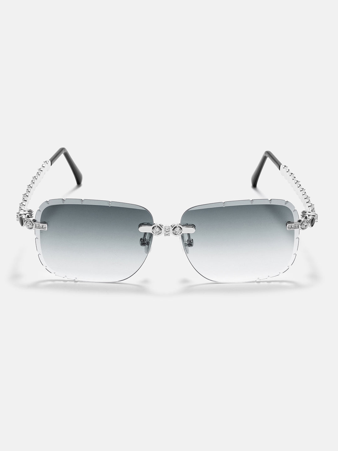 White Moissanite & Black Enamel Bezel Sunglasses