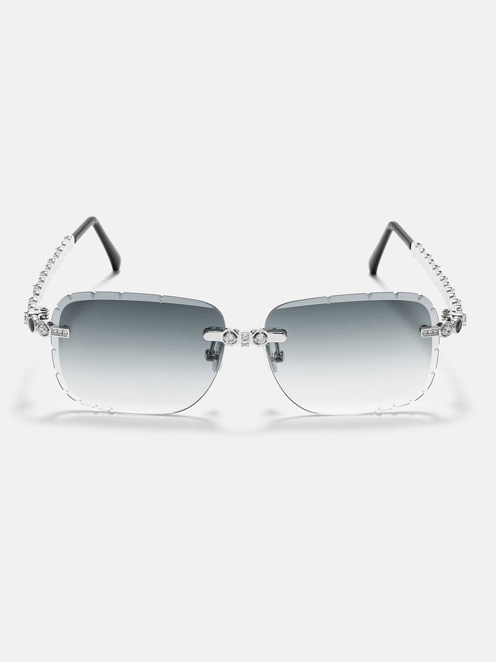 White Moissanite & Black Enamel Bezel Sunglasses