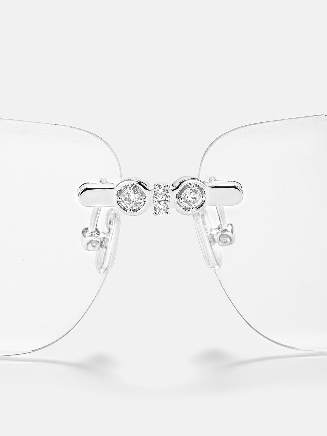 White Moissanite & Black Enamel Bezel Sunglasses